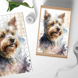 Dřevěné puzzle Biewer teriér akvarel