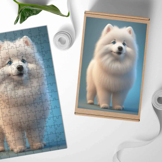 Dřevěné puzzle Samojed animovaný