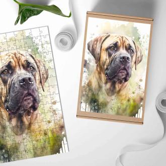 Dřevěné puzzle Boerboel akvarel