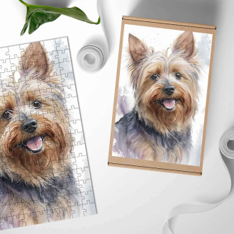 Dřevěné puzzle Silky Terrier akvarel