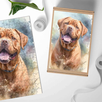 Dřevěné puzzle Bordeauxská doga akvarel