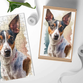Dřevěné puzzle Krysí teriér akvarel