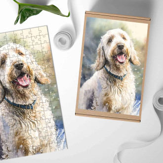 Dřevěné puzzle Spinoni Italiani akvarel