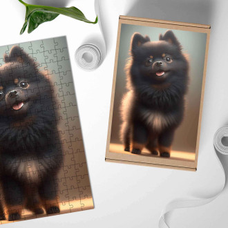 Dřevěné puzzle Schipperke animovaný