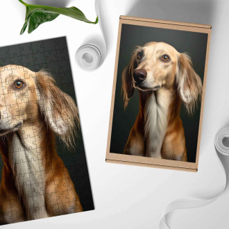 Dřevěné puzzle Saluki realistic