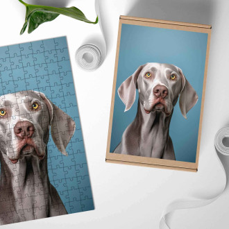 Dřevěné puzzle Výmarský ohař realistic