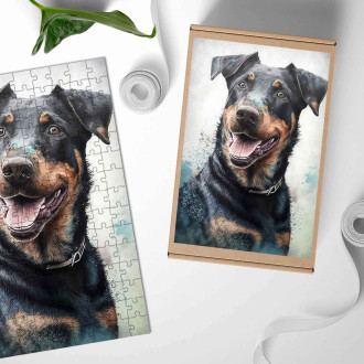 Dřevěné puzzle Beauceron akvarel