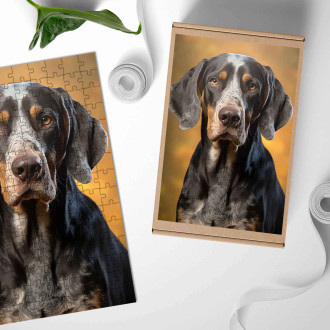 Dřevěné puzzle Bluetick Coonhound realistic