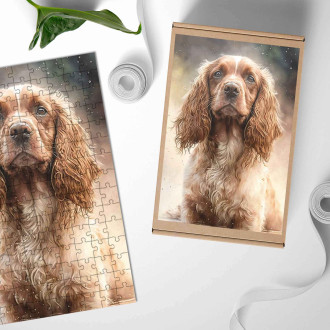 Dřevěné puzzle Kokršpaněl akvarel