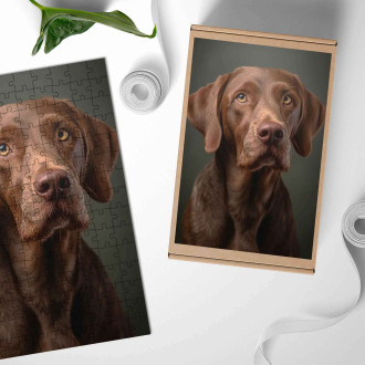 Dřevěné puzzle Wirehaired Vizsla realistic