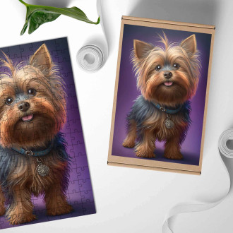 Dřevěné puzzle Silky Terrier animovaný