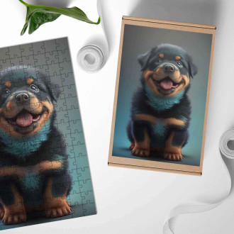 Dřevěné puzzle Rotvajler animovaný