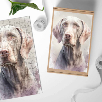 Dřevěné puzzle Výmarský ohař akvarel