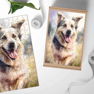 Dřevěné puzzle Pulík akvarel