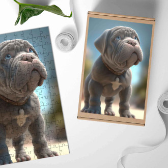 Dřevěné puzzle Neapolský mastif animovaný