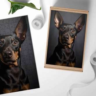 Dřevěné puzzle Manchesterský teriér realistic