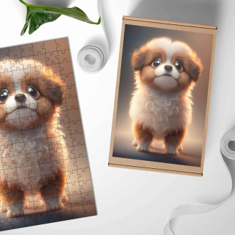 Dřevěné puzzle Lowchen animovaný
