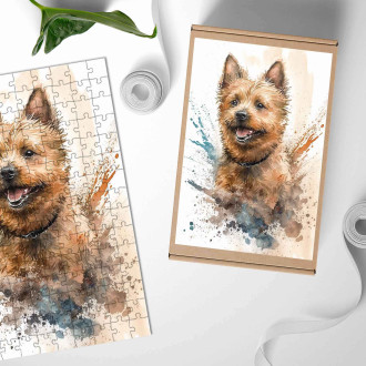Dřevěné puzzle Norwichský teriér akvarel