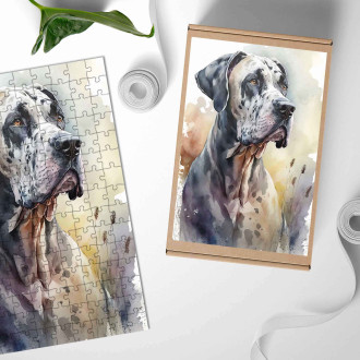 Dřevěné puzzle Německá doga akvarel
