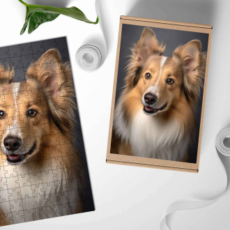 Dřevěné puzzle Shetlandský ovčák realistic