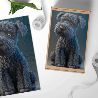 Dřevěné puzzle Kerry Blue Terrier animovaný