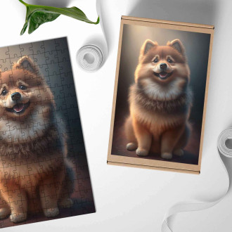 Dřevěné puzzle Finský Lapphund animovaný