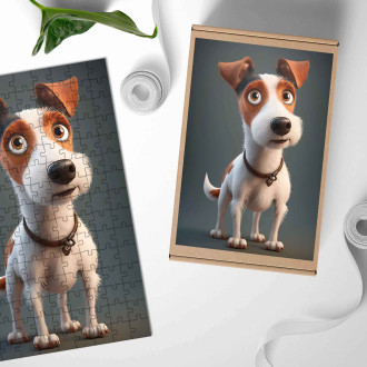 Dřevěné puzzle Foxteriér hladkosrstý animovaný