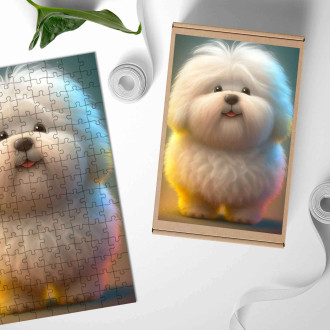Dřevěné puzzle Cotons de Tulear animovaný