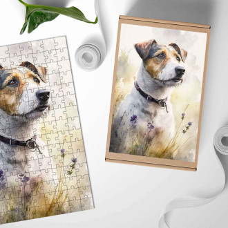 Dřevěné puzzle Parson Russell teriér akvarel