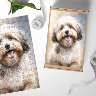 Dřevěné puzzle Havanese akvarel