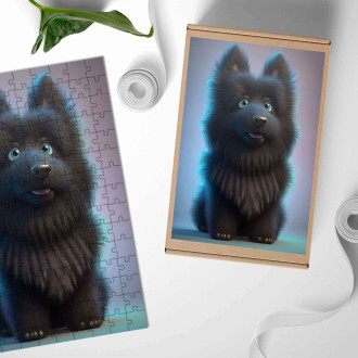 Dřevěné puzzle Belgický ovčák animovaný