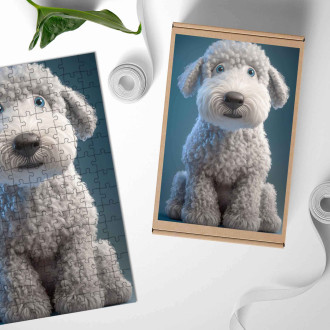 Dřevěné puzzle Bedlington teriér animovaný