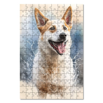 Dřevěné puzzle Kanaánský pes akvarel
