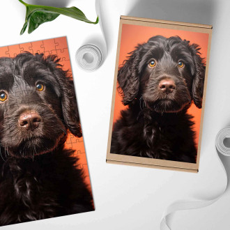 Dřevěné puzzle Portugalský vodní pes realistic