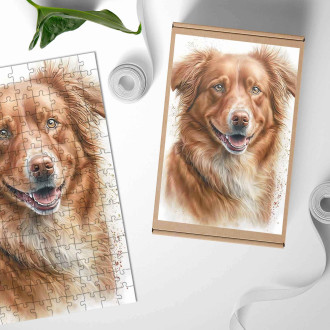 Dřevěné puzzle Nova Scotia Duck Toll Retriever akvarel