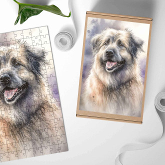 Dřevěné puzzle Pyrenejský ovčák akvarel