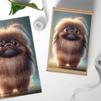 Dřevěné puzzle Pekinéz animovaný