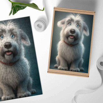 Dřevěné puzzle Pyrenejský ovčák animovaný