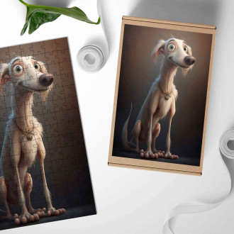 Dřevěné puzzle Saluki animovaný