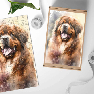 Dřevěné puzzle Tibetský mastif akvarel