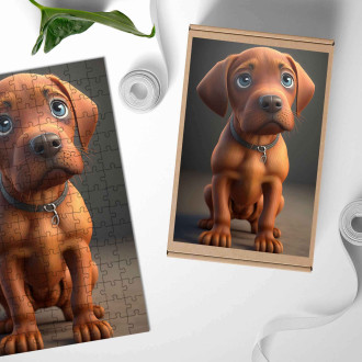 Dřevěné puzzle Rhodéský ridgeback animovaný