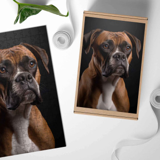 Dřevěné puzzle Boxer realistic