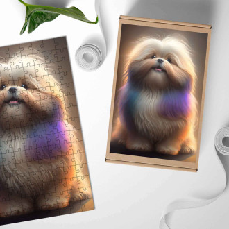 Dřevěné puzzle Lhasa Apso animovaný
