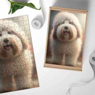 Dřevěné puzzle Polský nížinný ovčák animovaný