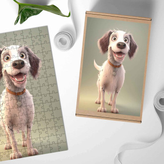 Dřevěné puzzle Anglický setr animovaný