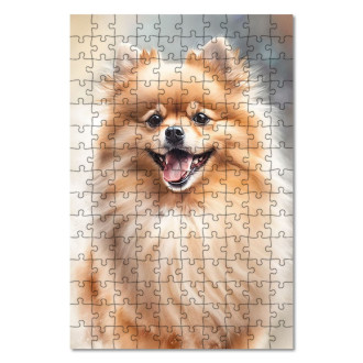 Dřevěné puzzle Pomeranian akvarel