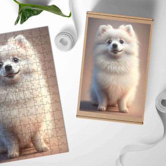 Dřevěné puzzle Americký eskymácký pes animovaný