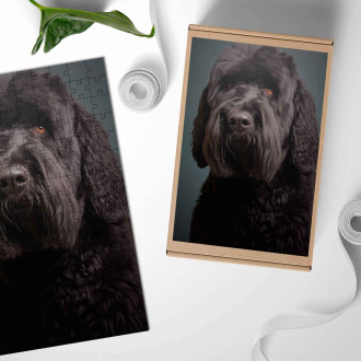 Dřevěné puzzle Černý ruský teriér realistic