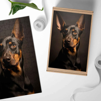 Dřevěné puzzle Německý pinč realistic