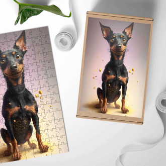 Dřevěné puzzle Manchesterský teriér animovaný